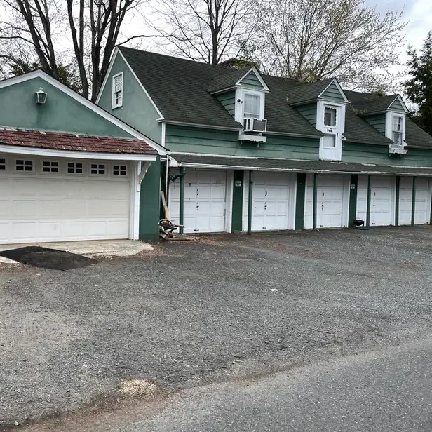 a row of six garages