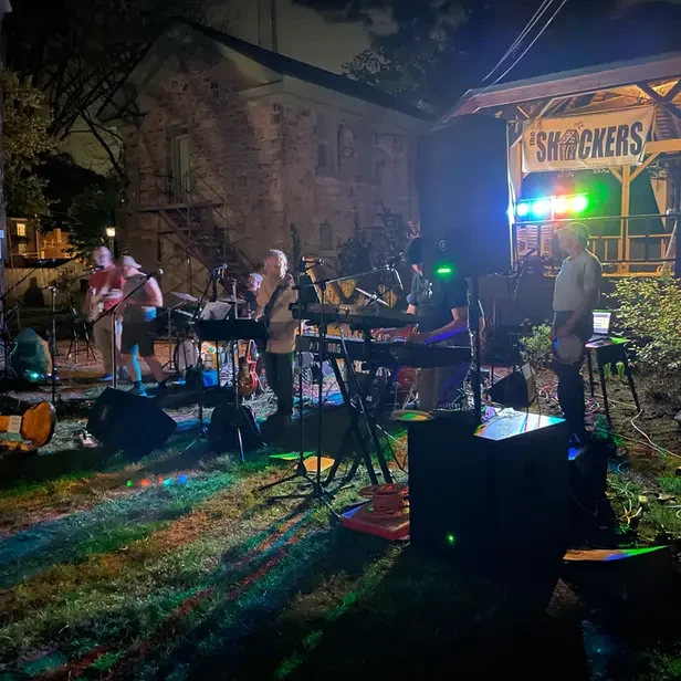 a rock band plays in the park