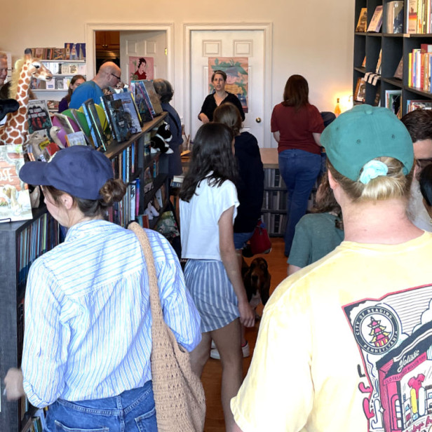 people in the book store during the grand opening