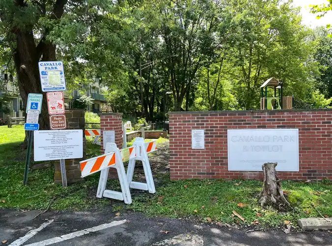 the entrance to Cavallo park blocked by barriers