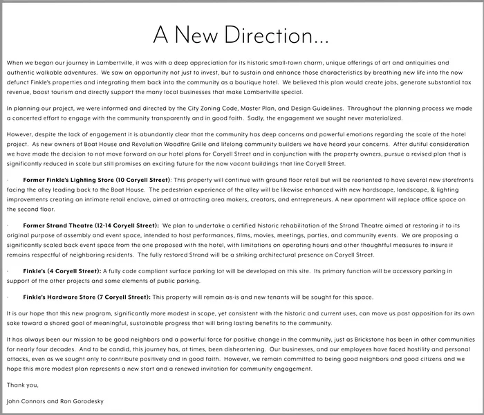 gray text on a white background with the title, "A new direction"