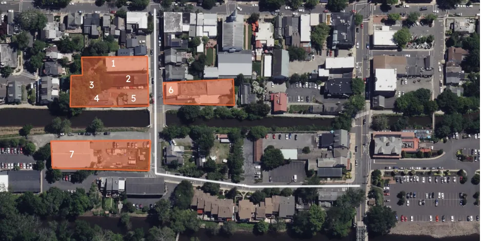 an overhead map showing the location of the developable properties