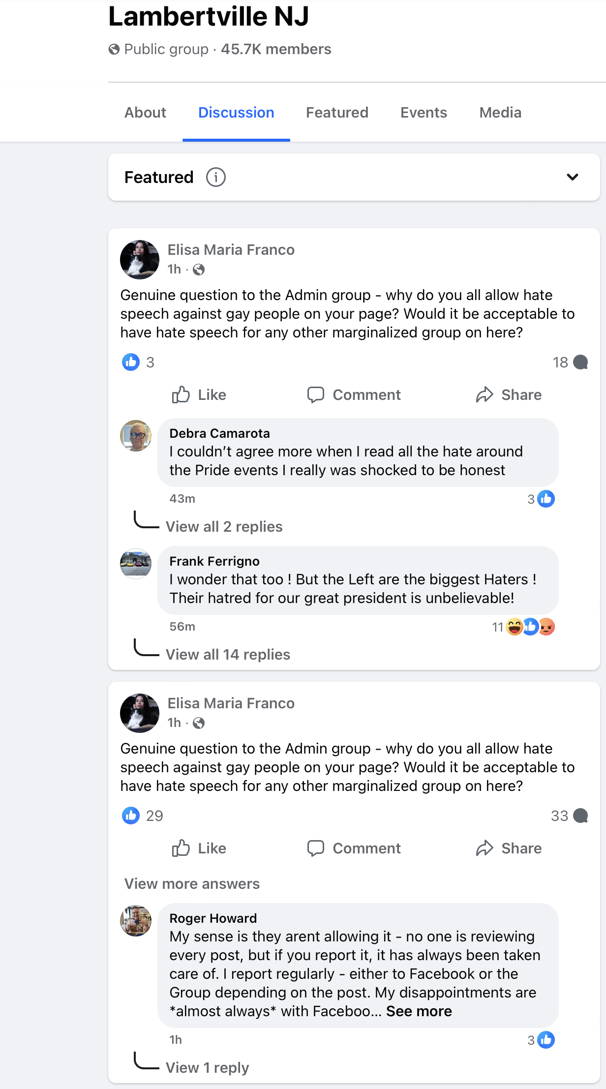 genuine question to the admin group - why do you all hate speech against gay people on your page?